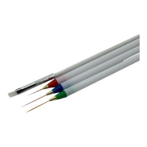 Nailart-Pinselset - 4 Pinsel:  1x flach 4 und 3 verschiedene Sch