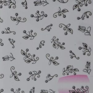 3D Nail Sticker schwarz/weiss Ornamentblüten