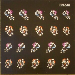 Nail Sticker - Ornamente orange, pink, blau mit Strass krist