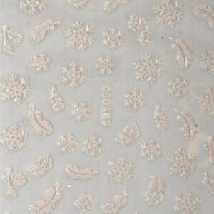 Nailsticker Schneeflocken und Federn weiß/multi Glitter