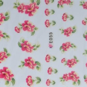 Nailsticker Hauchdünn rot/gelbe Blüten mit grünen Blätter