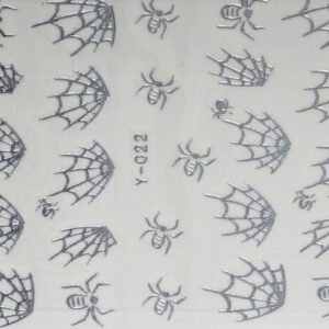 Nailsticker sehr feine silberne Spinnenweben und Spinnen