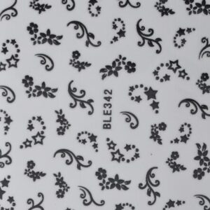 Nailsticker feine Blümchen und Sterne schwarz